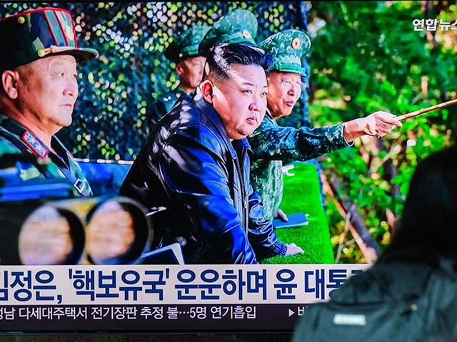 A 24-hour Yonhap News TV broadcast at Yongsan Railway Station in Seoul shows North Korean