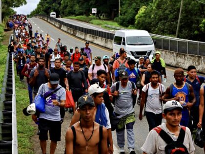 HUEHUETAN, MEXICO -NOVEMBER 20: Migrants continue in caravan with the intention of reachin