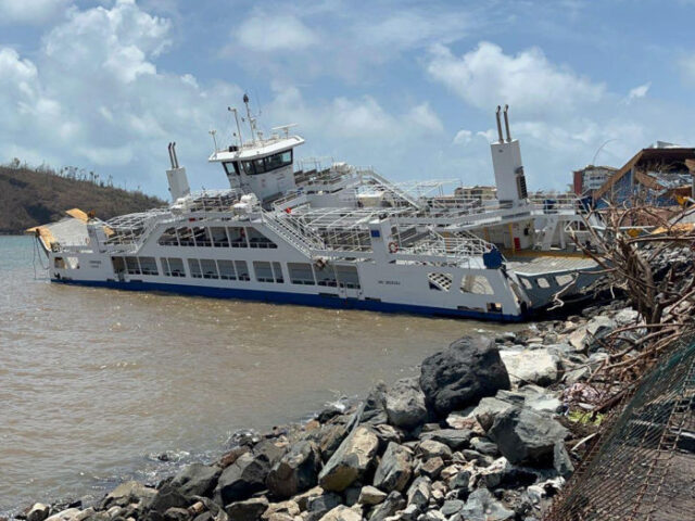 A photo taken on December 15, 2024 shows the "Karihani" inter-island barge stran