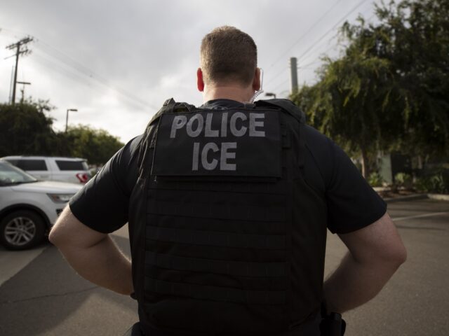 FILE - In this July 8, 2019, file photo, a U.S. Immigration and Customs Enforcement (ICE)