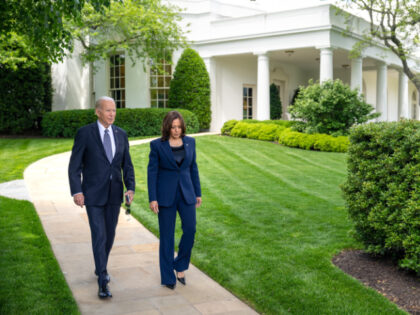 President Joe Biden and Vice President Kamala Harris walk from the Oval Office to the Sout