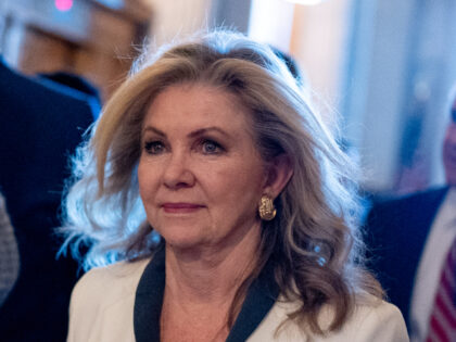 WASHINGTON, DC - APRIL 23: Sen. Marsha Blackburn (R-TN) walks into the Senate Chamber on C