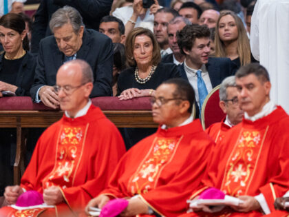 VATICAN - 2022/06/29:  US House of Representatives Speaker, Nancy Pelosi (R), with her hu