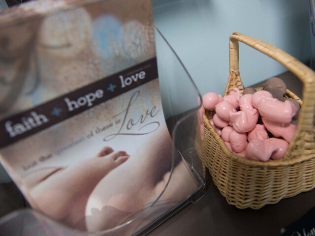 Fetus dolls are seen in a basket at the pro-life Carolina Pregnancy Center, speaks on the