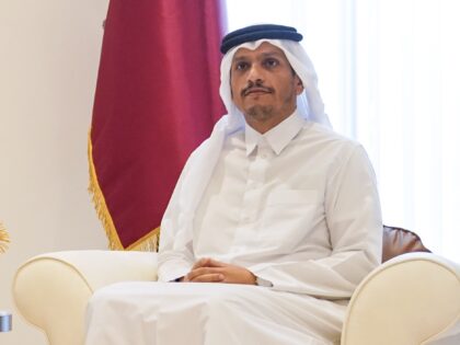 U.S. Secretary of State Antony Blinken, left, meets with Qatari Prime Minister and Foreign