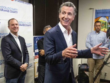 ANAHEIM, CA - November 07: California Governor Gavin Newsom speaks during a get-out-the-vo