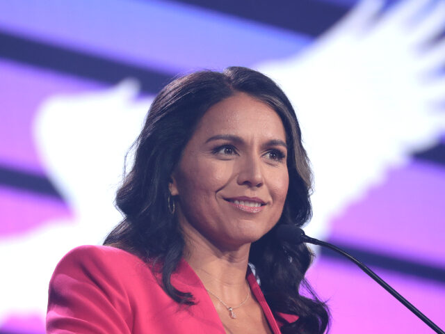 Former U.S. Congresswoman Tulsi Gabbard speaking with attendees at Revolution 2022 hosted