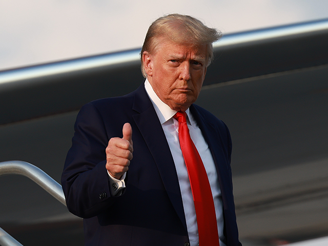 ATLANTA, GEORGIA - AUGUST 24: Former U.S. President Donald Trump arrives at Atlanta Hartsf