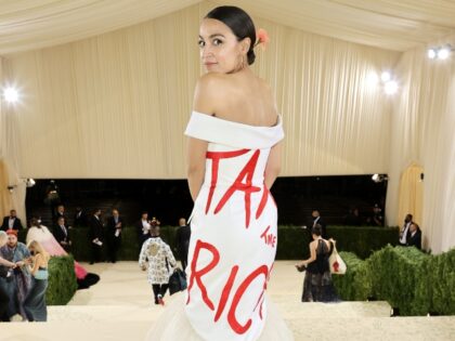 Alexandria Ocasio-Cortez departs The 2021 Met Gala Celebrating In America: A Lexicon Of Fa