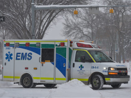 An ambulance seen in the central Edmonton. On Friday, January 7, 2022, in Edmonton, Albert