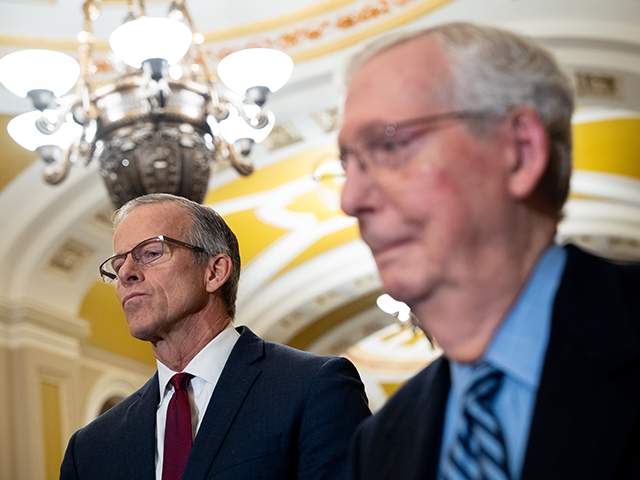 Senate Minority Leader Mitch McConnell (R-KY) (right) and Senate Minority Whip John Thune