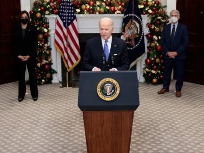 WASHINGTON, DC - NOVEMBER 29: U.S. President Joe Biden delivers remarks on the Omicron COV