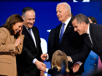 US Vice President Kamala Harris, from left, US Second Gentleman Doug Emhoff, Beau Biden Jr