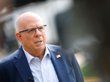 COLLEGE PARK, MARYLAND - AUGUST 29: Maryland Senate Candidate Larry Hogan speaks to member