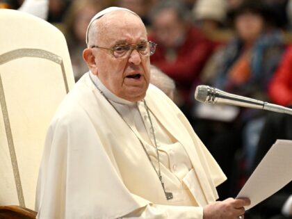 Pope Francis takes part in an audience to the pilgrims of Santiago de Compostela in Saint