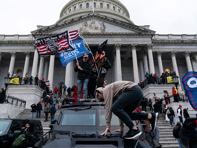 TOPSHOT - Supporters of US President Donald Trump protest outside the US Capitol on Januar