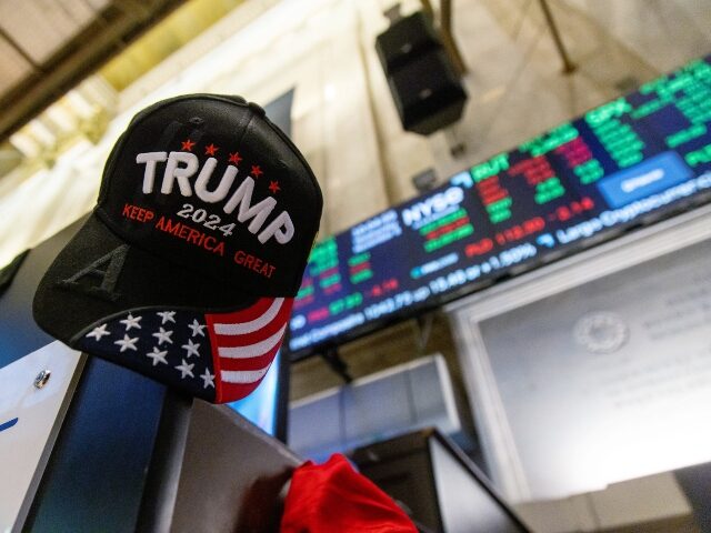 A Trump hat on the floor of the New York Stock Exchange (NYSE) in New York, US, on Wednesd