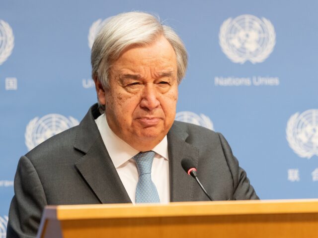 NEW YORK, UNITED STATES - 2023/10/11: Secretary-General Antonio Guterres delivers a statem