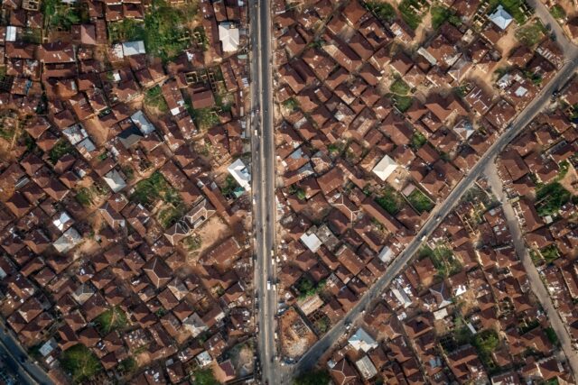 This aerial photograph shows a general view of the city of Ibadan in southwestern Nigeria,