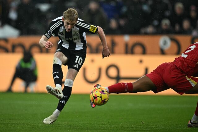 Anthony Gordon scored Newcastle's second goal in a 3-3 draw against Liverpool