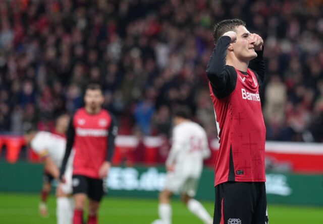 Patrik Schick celebrates one of his four goals against Freiburg