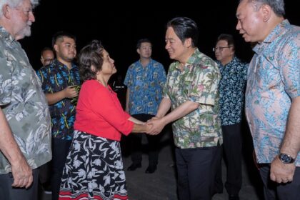 Taiwan President Lai Ching-te (second from right) called on like-minded governments to 'sa