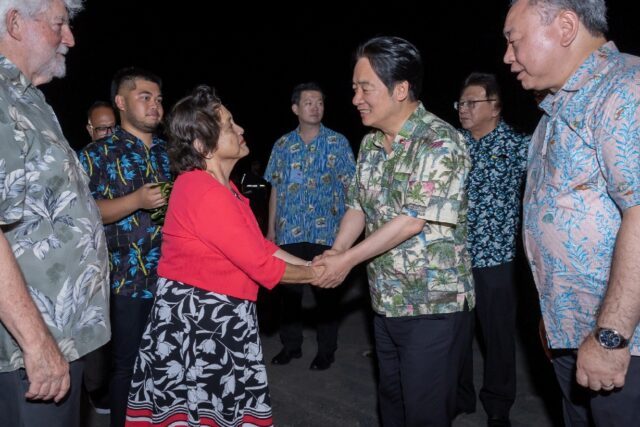 Taiwan President Lai Ching-te (second from right) called on like-minded governments to 'sa