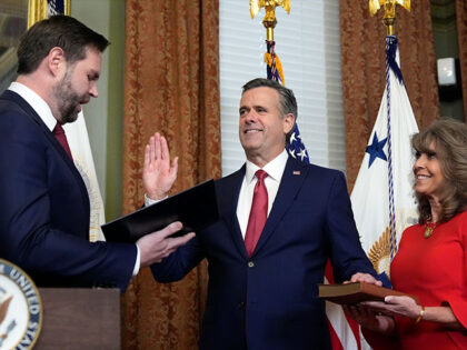 Vice President JD Vance swears in John Ratcliffe as CIA Director as his wife Michele holds