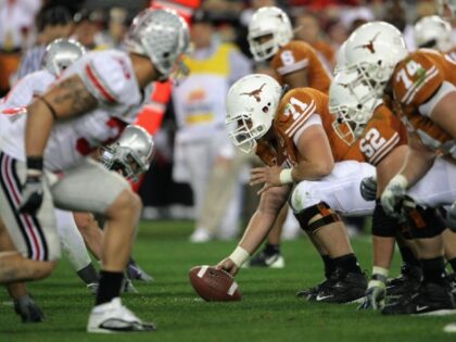 of the Texas Longhorns of the Ohio State Buckeyes during the Tostitos Fiesta Bowl Game on