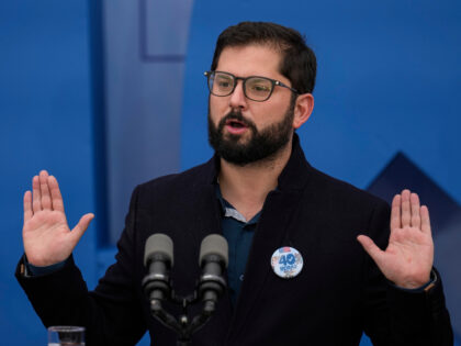 Chilean president Gabriel Boric speaks during a ceremony to announce the reactivation of a