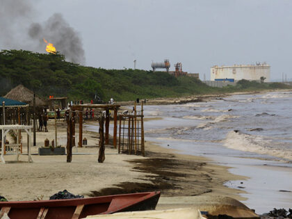 General view after an oil spill at the El Palito refinery on the shore of Puerto Cabello,