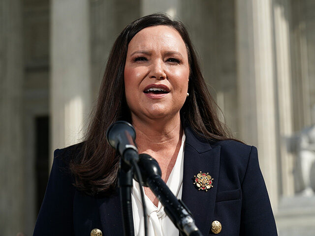 Ashley Moody, Florida Attorney General, speaks with the media following oral arguments wer