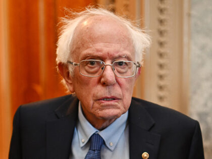 US Senator Bernie Sanders, Independent of Vermont, speaks to reporters outside the Senate