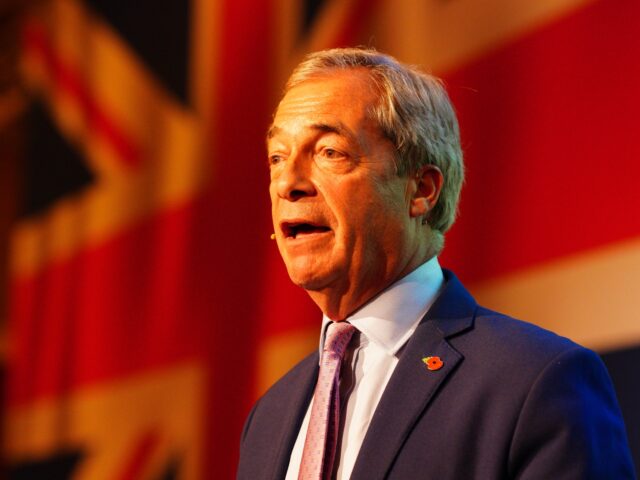 Leader of Reform UK Nigel Farage speaking at the Reform UK Welsh Conference at the Celtic