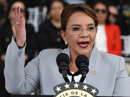 Hondura's President Xiomara Castro delivers a speech during the celebration of the 199th a