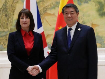 British Treasury chief Rachel Reeves (L) meets Chinese Vice Premier He Lifeng before the s