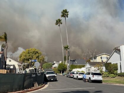 Palisades fire Sunset (Joel Pollak / Breitbart News)