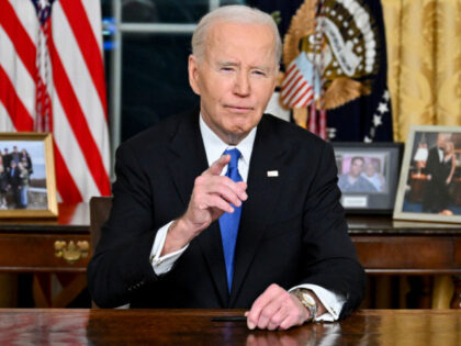 US President Joe Biden delivers a farewell address to the nation in the Oval Office of the