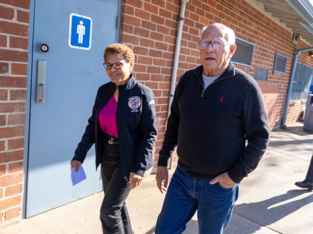 Pacific Palisades, CA - January 27: Los Angeles Mayor Karen Bass, left, and her disaster r