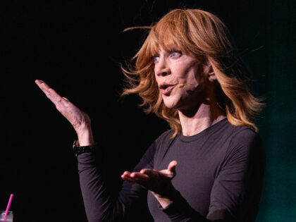 AUSTIN, TEXAS - APRIL 16: Comedian Kathy Griffin performs on stage during Moontower Comedy