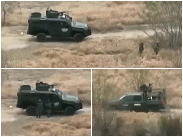 Mexican Army units patrol the south bank of the Rio Grande near the island where shots were fired at Border Patrol agents. (Texas Department of Public Safety)