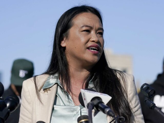 FILE - Oakland Mayor Sheng Thao speaks during a news conference at Laney College in Oaklan