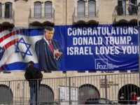 A billboard congratulating U.S. President-elect Donald Trump in Jerusalem on Inauguration