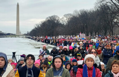 An estimated 25,000 anti-Trump leftist groups marched on the Washington Mall on January 18