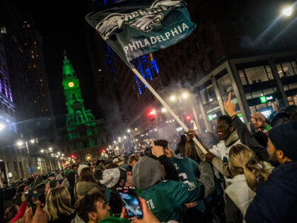 PHILADELPHIA, UNITED STATES - JANUARY 26: People celebrate following the Philadelphia Eagl