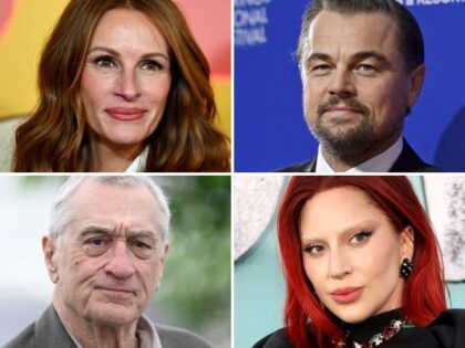 Clockwise from top left: Julia Roberts, Leonardo DiCaprio, Lady Gaga, and Robert De Niro.