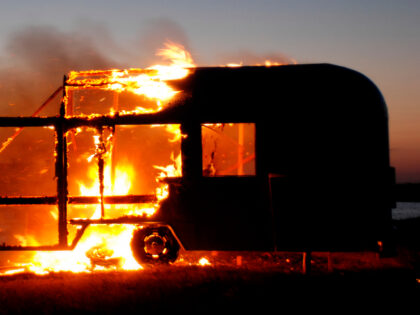 mobile home on fire