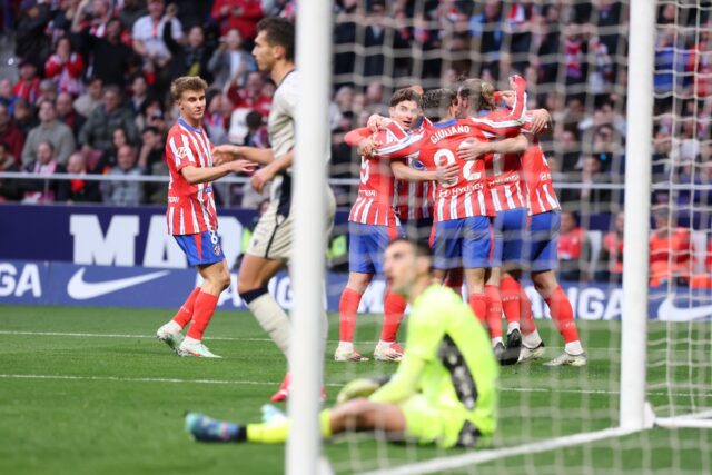 Atletico Madrid forward Julian Alvarez celebrates after scoring his team's winner against