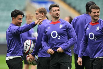 Ben Curry (centre) and Tom Curry (right) will both start for England against Ireland in th