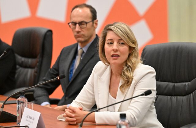 Canada's Foreign Minister Melanie Joly, pictured here at a November 14, 2024 meeting, is w